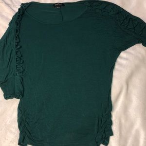 Green Shirt with shoulder exposure